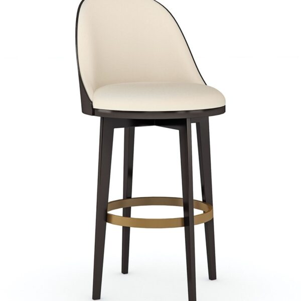 Another Round Bar Stool by Caracole featuring a curved backrest and plush upholstered seat.