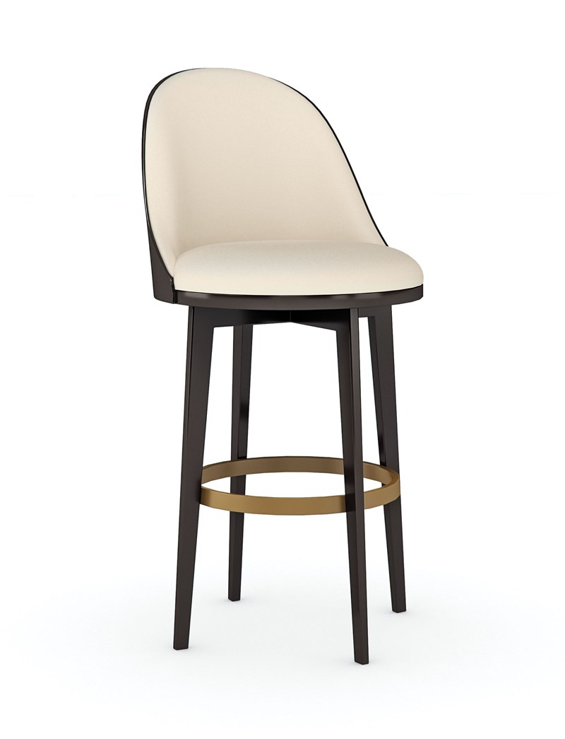 Another Round Bar Stool by Caracole featuring a curved backrest and plush upholstered seat.