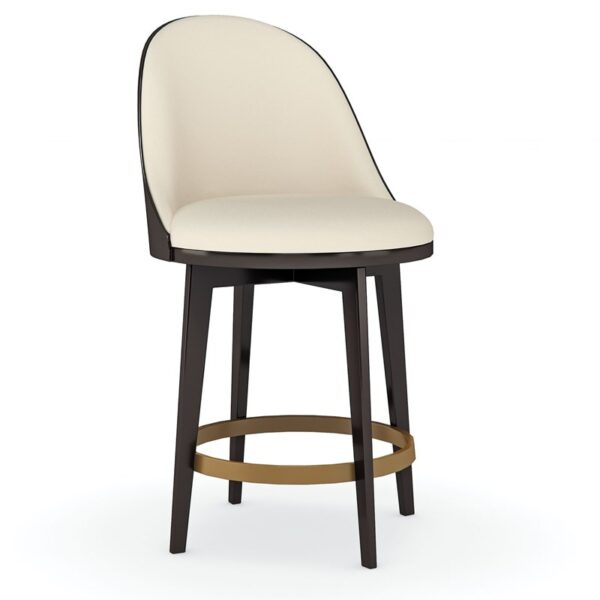 Another Round Counter Stool by Caracole with a curved back and upholstered seat.