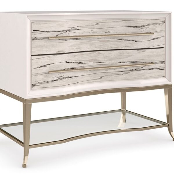 Natures Rhythm console table by Caracole featuring hand-carved wood texture and natural finish.