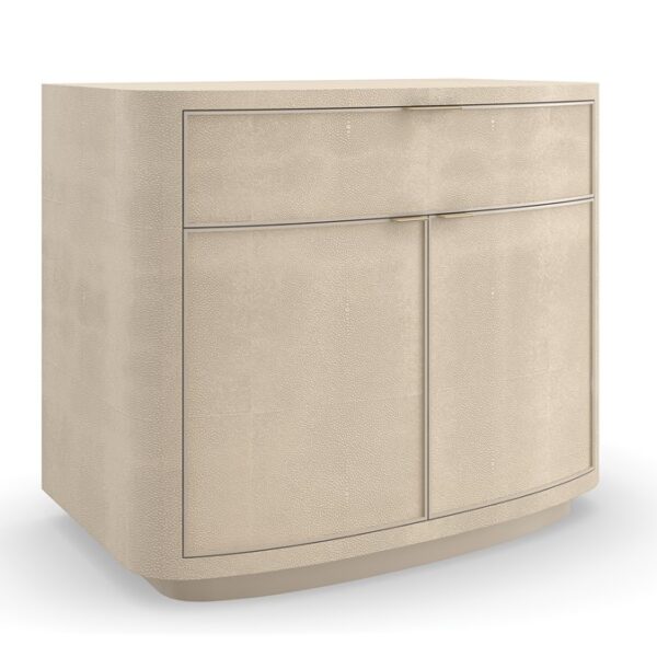 Simply Perfect Nightstand by Caracole featuring a minimalist design with two soft-close drawers.