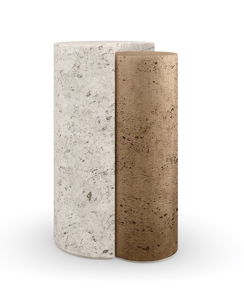 Caracole Sun and Moon side table featuring a blend of stone and bronze finishes, perfect for modern interiors in Royal Oak, Michigan.