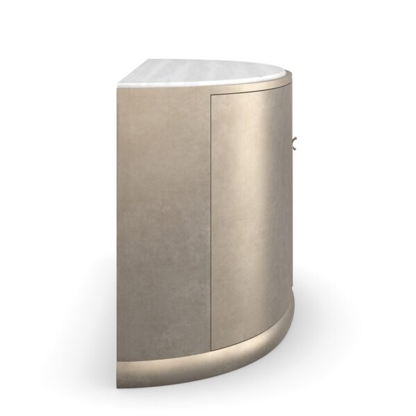 Meridian by Caracole — a modern, sculptural accent chair with a rounded back and plush upholstery.