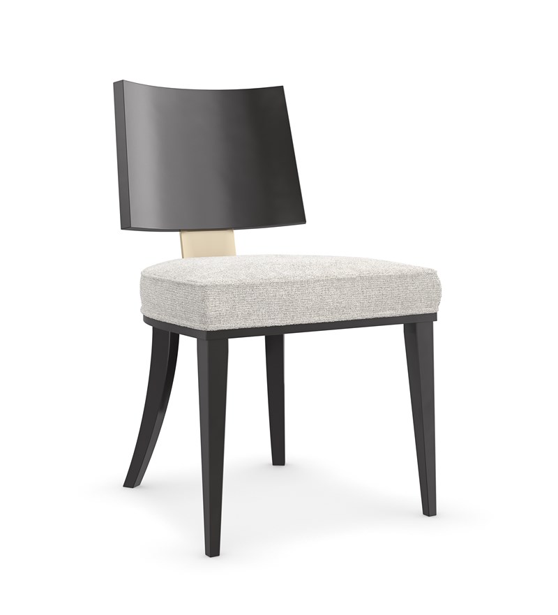 Champagne Side Chair by Caracole featuring a sleek upholstered seat and curved backrest.