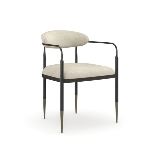 Epoch Armchair by Caracole featuring a rounded back and plush upholstered seat.