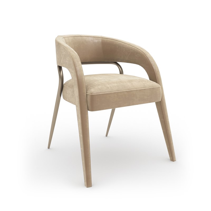 Gazelle Dining Chair in ivory by Caracole featuring a slender silhouette and soft upholstery.
