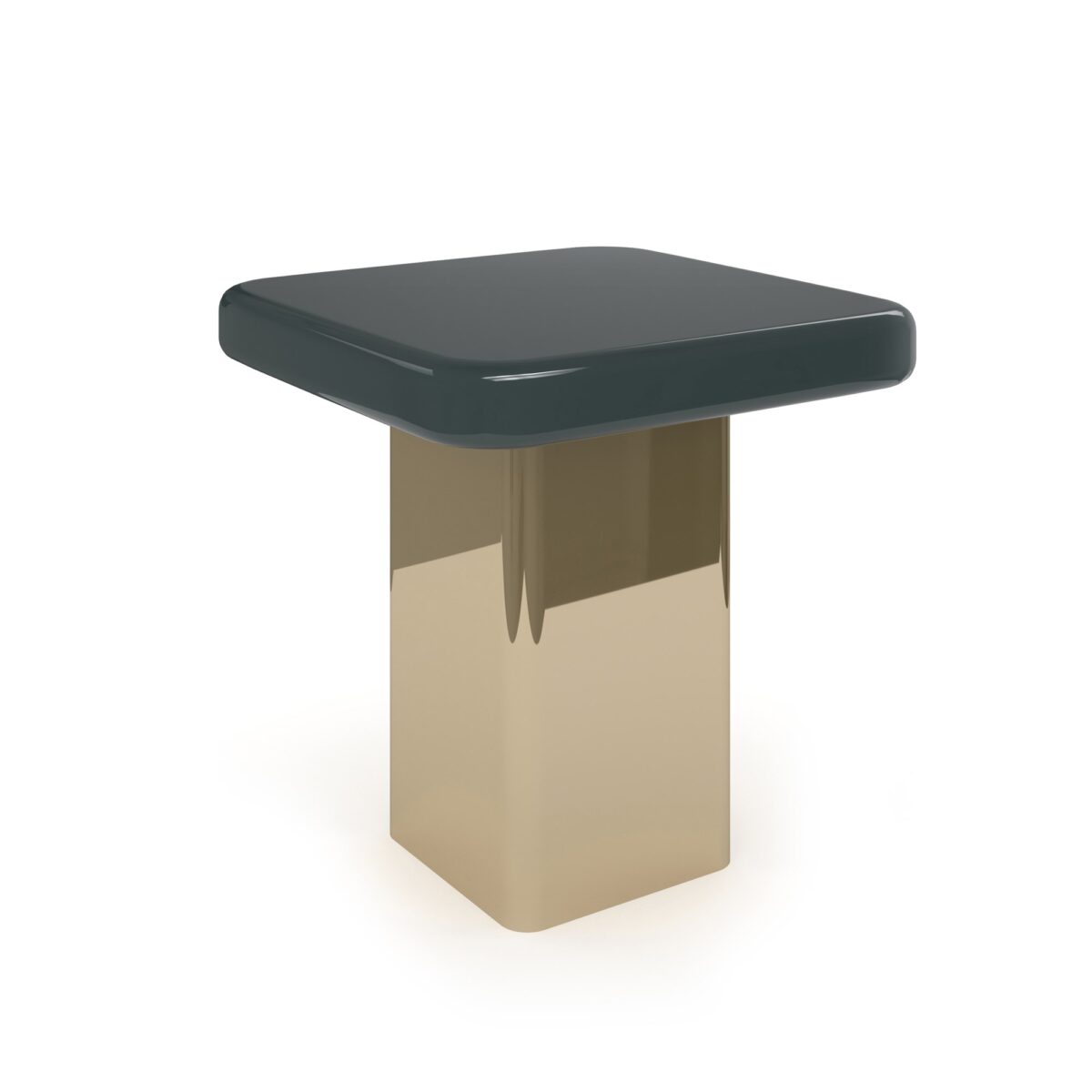 Gelee Accent Table – Apatite by Caracole – Contemporary drum-shaped pedestal with Apatite Gloss finish and Whisper of Gold accents.
