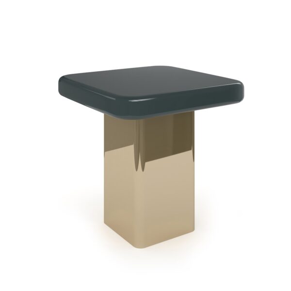 Gelee Accent Table – Apatite by Caracole – Contemporary drum-shaped pedestal with Apatite Gloss finish and Whisper of Gold accents.