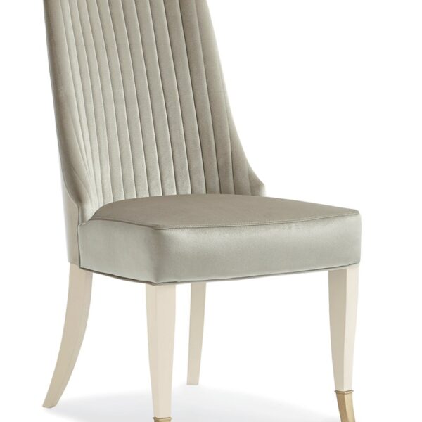 Line Me Up by Caracole — a modern accent chair with clean, linear upholstery and slim legs.