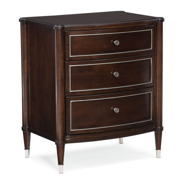 Suite Yourself vanity by Caracole featuring a soft metallic finish and sleek mirrored top.