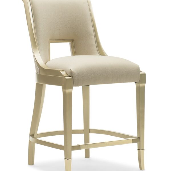 In Good Taste Counter Stool by Caracole with upholstered seat and curved supportive back.