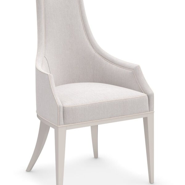 Tall Order Arm Chair by Caracole — a sophisticated armchair with a tall, gently curved back and plush upholstery.
