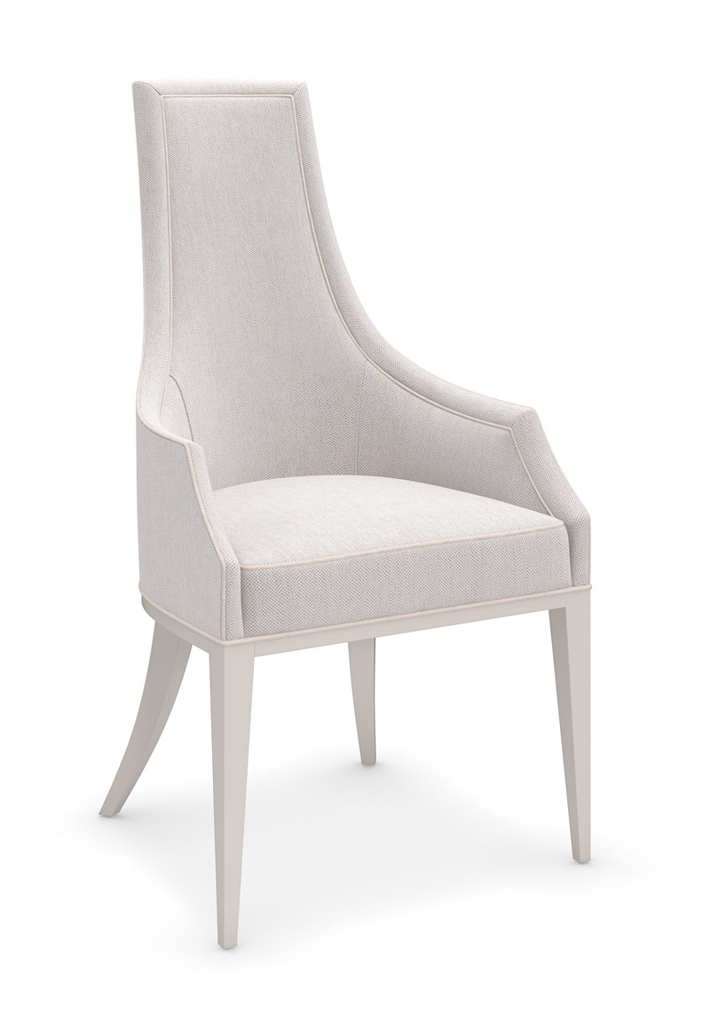 Tall Order Arm Chair by Caracole — a sophisticated armchair with a tall, gently curved back and plush upholstery.