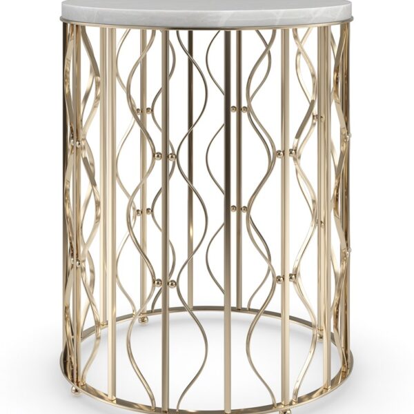 Caracole Style Spotter accent table with white marble top and elegant Whisper of Gold base, available in Royal Oak, Michigan.