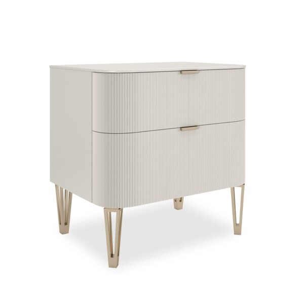 True Love 26 chair by Caracole in blush velvet with curved back and tapered legs.