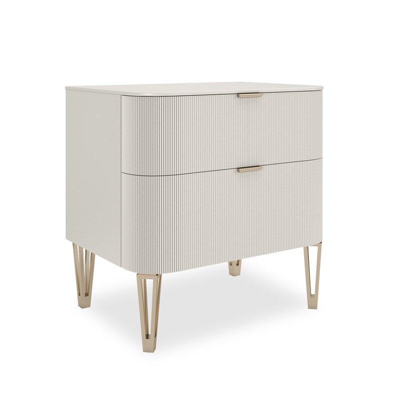 True Love 26 chair by Caracole in blush velvet with curved back and tapered legs.