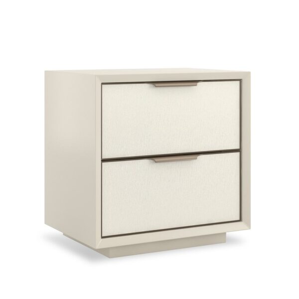Modern chest of drawers with a unique wrapped exterior and contrasting metallic accents, DOUBLE WRAP by Caracole.