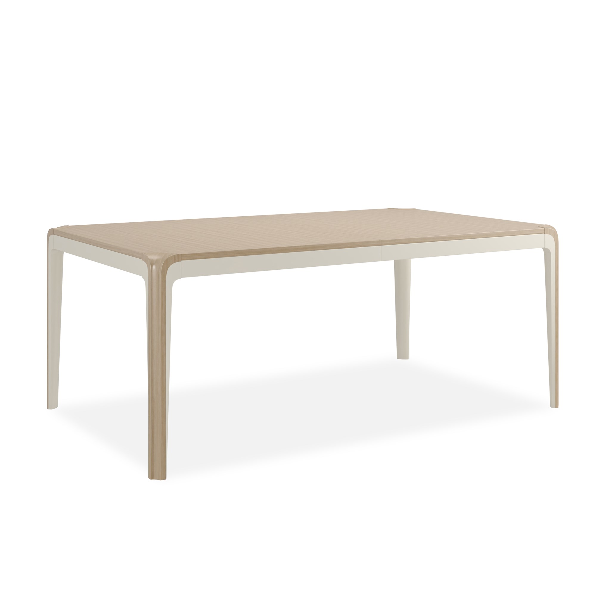 Elegant and versatile Room for More extension dining table by Caracole, featuring a rich walnut top with dark chocolate accents, comfortably seating 8 to 14 guests with three 24-inch leaves.