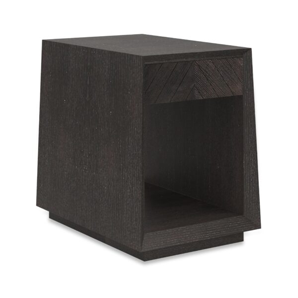 Bridges Side Table featuring sleek lines and a minimalist silhouette in Black Stained Ash.