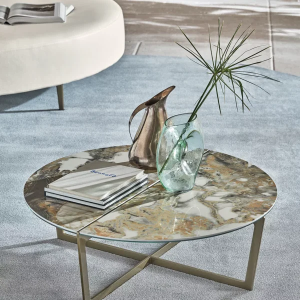 “Cross by Bontempi contemporary Italian dining table in Birmingham, Michigan showroom”