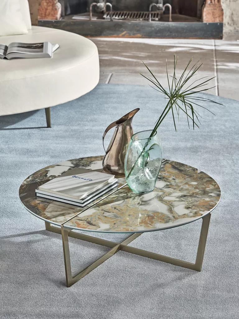 “Cross by Bontempi contemporary Italian dining table in Birmingham, Michigan showroom”