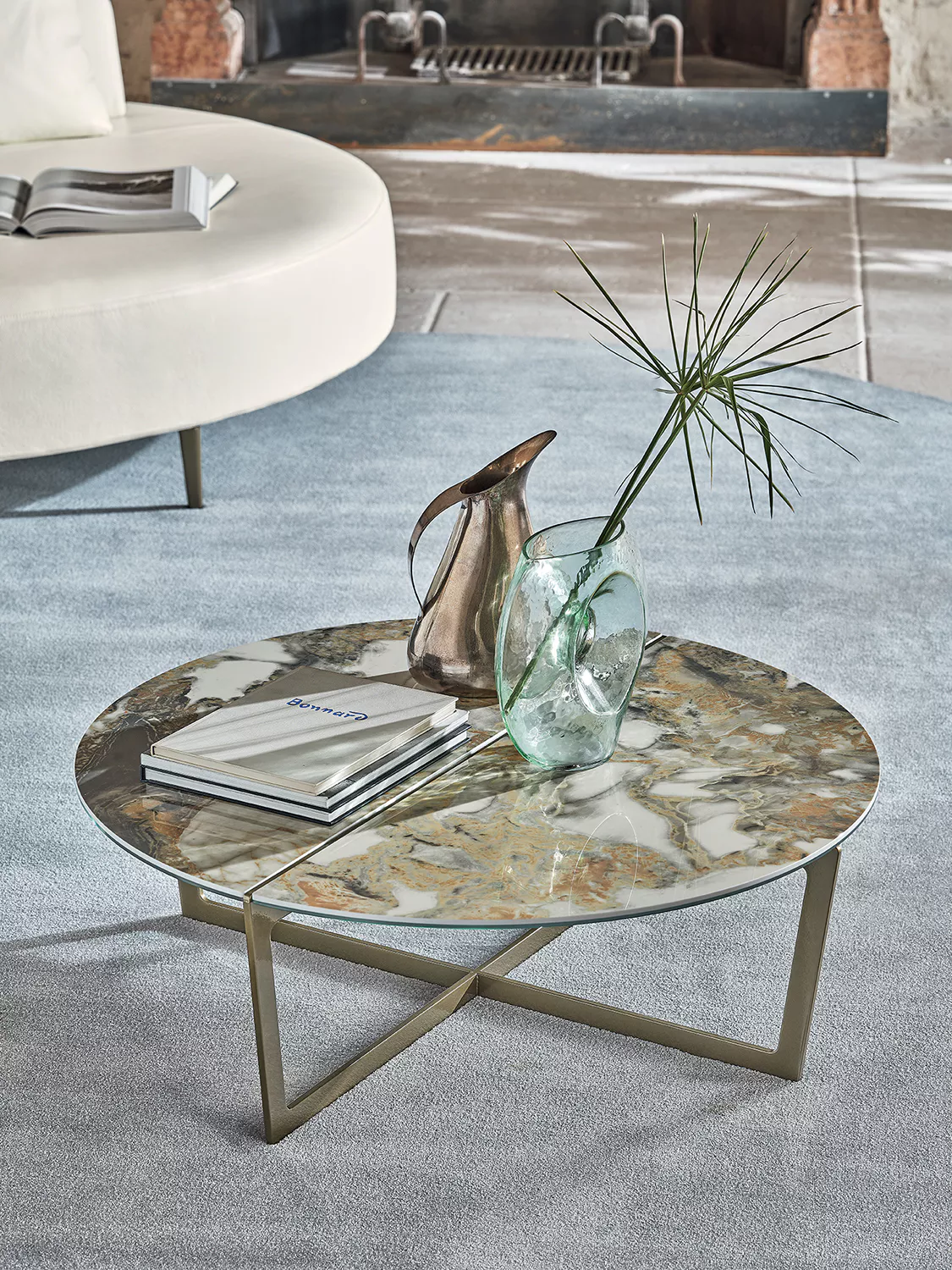 “Cross by Bontempi contemporary Italian dining table in Birmingham, Michigan showroom”