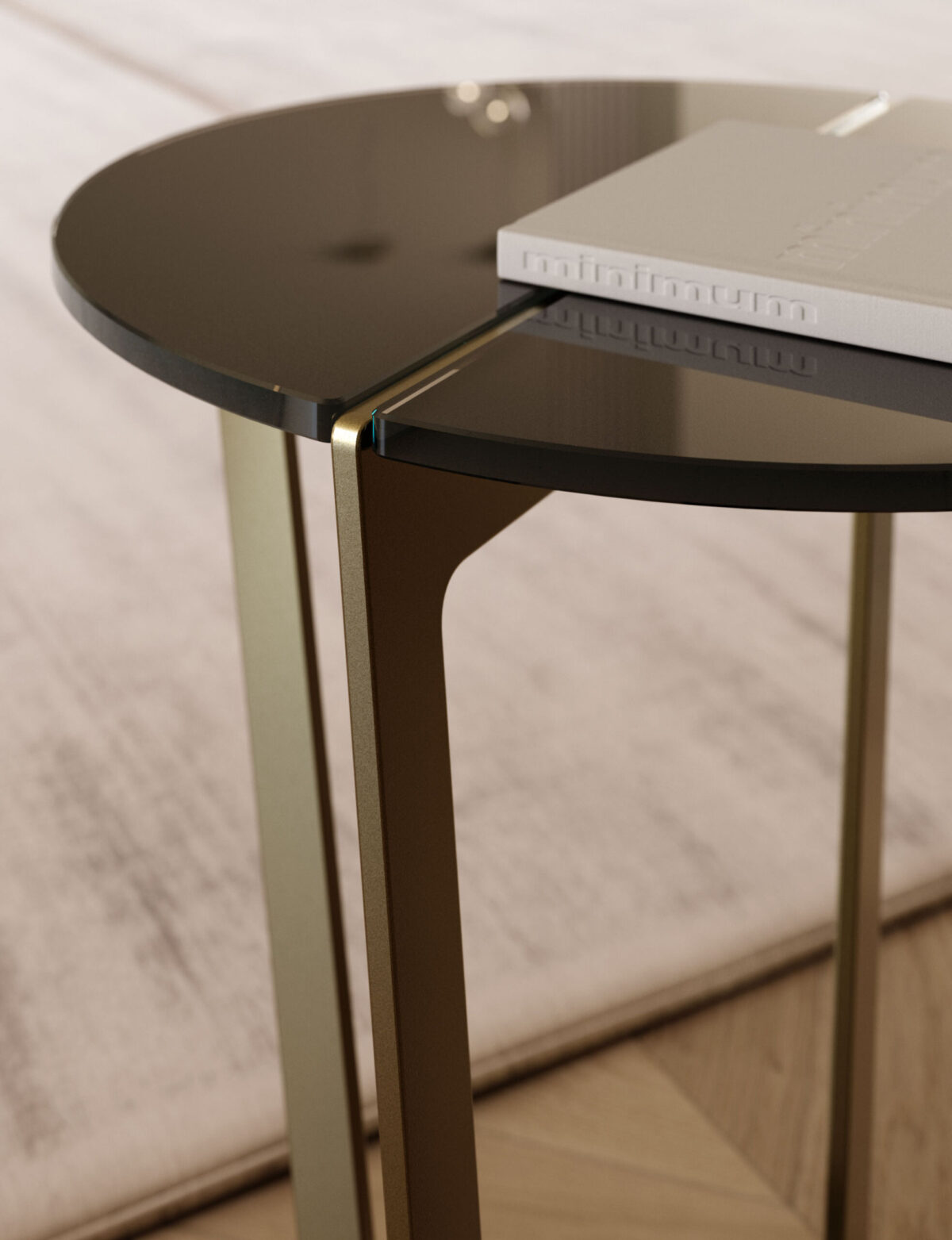 “Cross Mini by Bontempi modern Italian accent table in Birmingham, Michigan showroom”