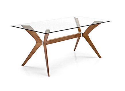 TOKYO dining table by Calligaris with glass top and wooden legs
