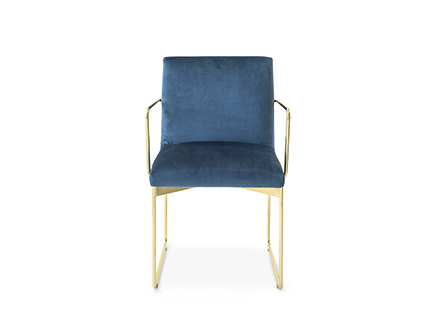 GALA chair by Calligaris with plush velvet upholstery and slim metal legs.