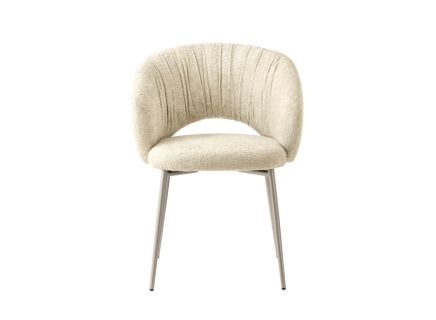 "ANIME chair by Calligaris with beige upholstered seat and backrest on slender wooden legs."