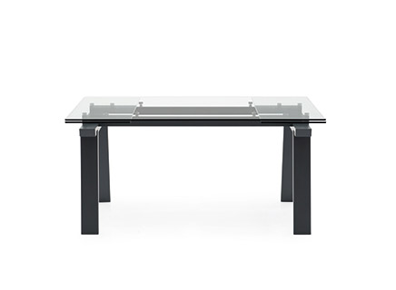 LEVANTE dining table by Calligaris with glass top and aluminum legs in a sleek design.