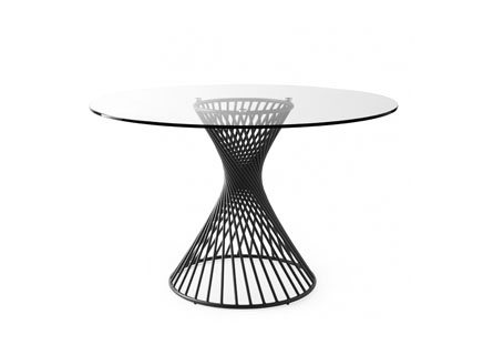 VORTEX round dining table by Calligaris with glass top