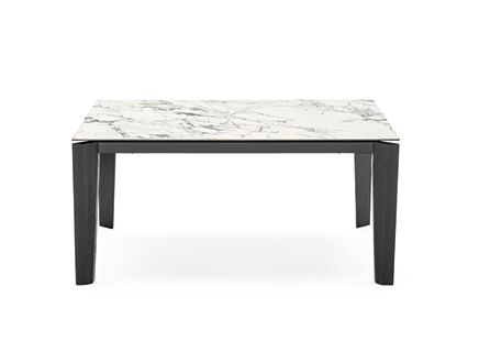 "ALPHA by Calligaris - modern dining chair with padded seat and sleek metal frame in matte black."