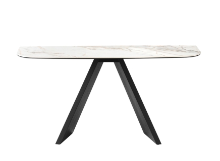 ICARO dining chair by Calligaris featuring a tall, curved wooden backrest and plush upholstered seat for added comfort.