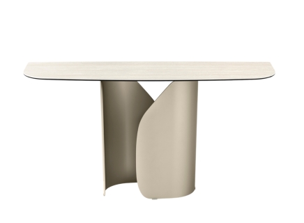 Minimalist dining chair with a smooth wooden seat and slender metal legs, TWEET by Calligaris in a neutral finish.