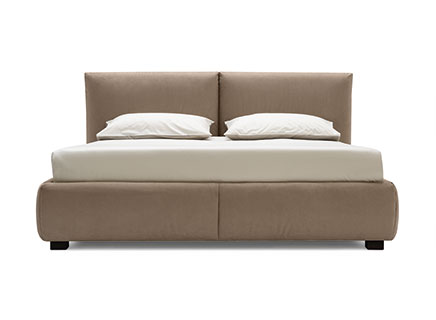 Magenta bed by Calligaris featuring a sleek upholstered frame and tufted headboard, available with or without storage.