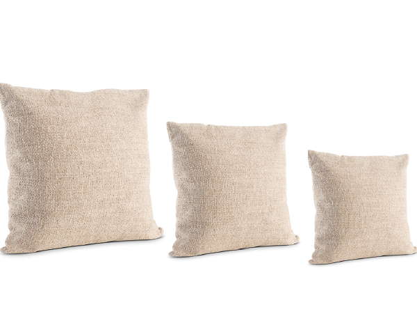 "Cushion CU52-CU51-CU50 by Nicoline: Square pillows with mixed feather padding and removable covers"