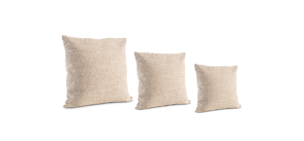 "Cushion CU52-CU51-CU50 by Nicoline: Square pillows with mixed feather padding and removable covers"