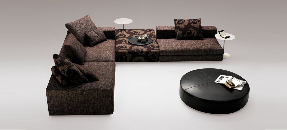 Padded pouf with simple modern shape