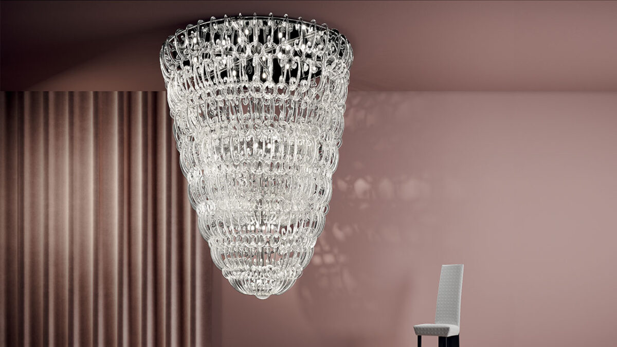 Casanova Chandelier Reflex premium Italian chandelier with shiny metal frame suited for modern Troy Michigan interiors