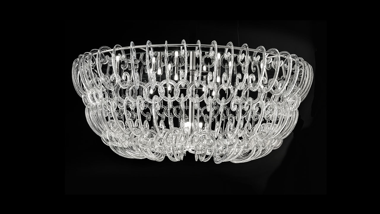 Casanova Chandelier Reflex premium Italian chandelier with shiny metal frame suited for modern Troy Michigan interiors