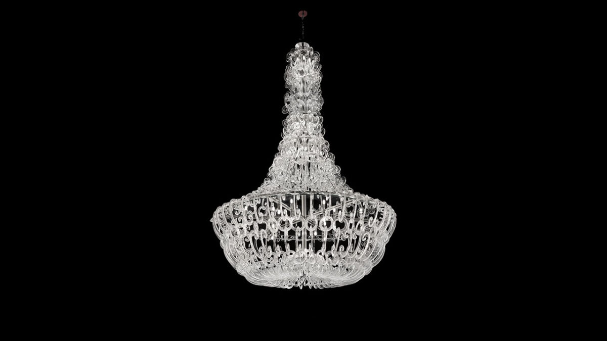 Casanova Chandelier Reflex premium Italian chandelier with shiny metal frame suited for modern Troy Michigan interiors