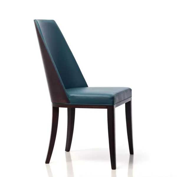 Cora W bar stool by Peressini upholstered in light grey quilted fabric with a wrap-around curved backrest, mounted on a round metal pedestal base with gas-lift adjustment.