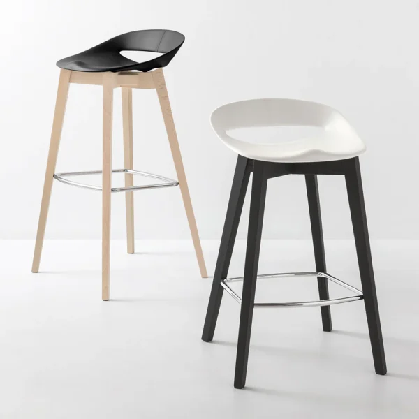 “COSMOPOLITAN by Connubia modern Italian stool – sleek polypropylene seat with metal base and footrest for contemporary spaces”