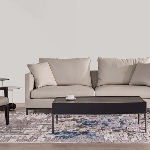 Curved lounge chair with soft fabric finish