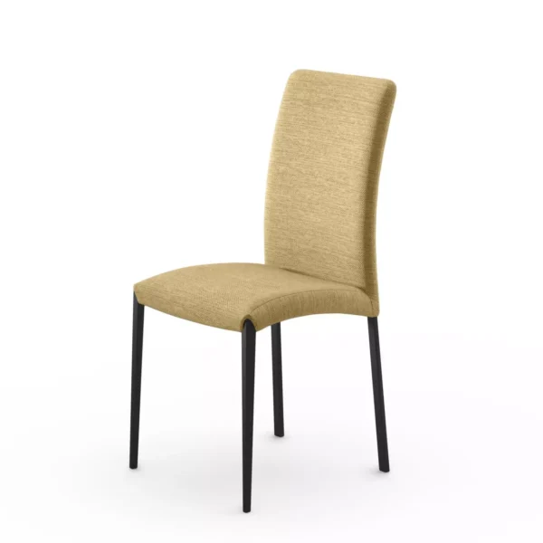 Creta chair by Peressini with smooth, rounded backrest and slim metal legs in matte black.