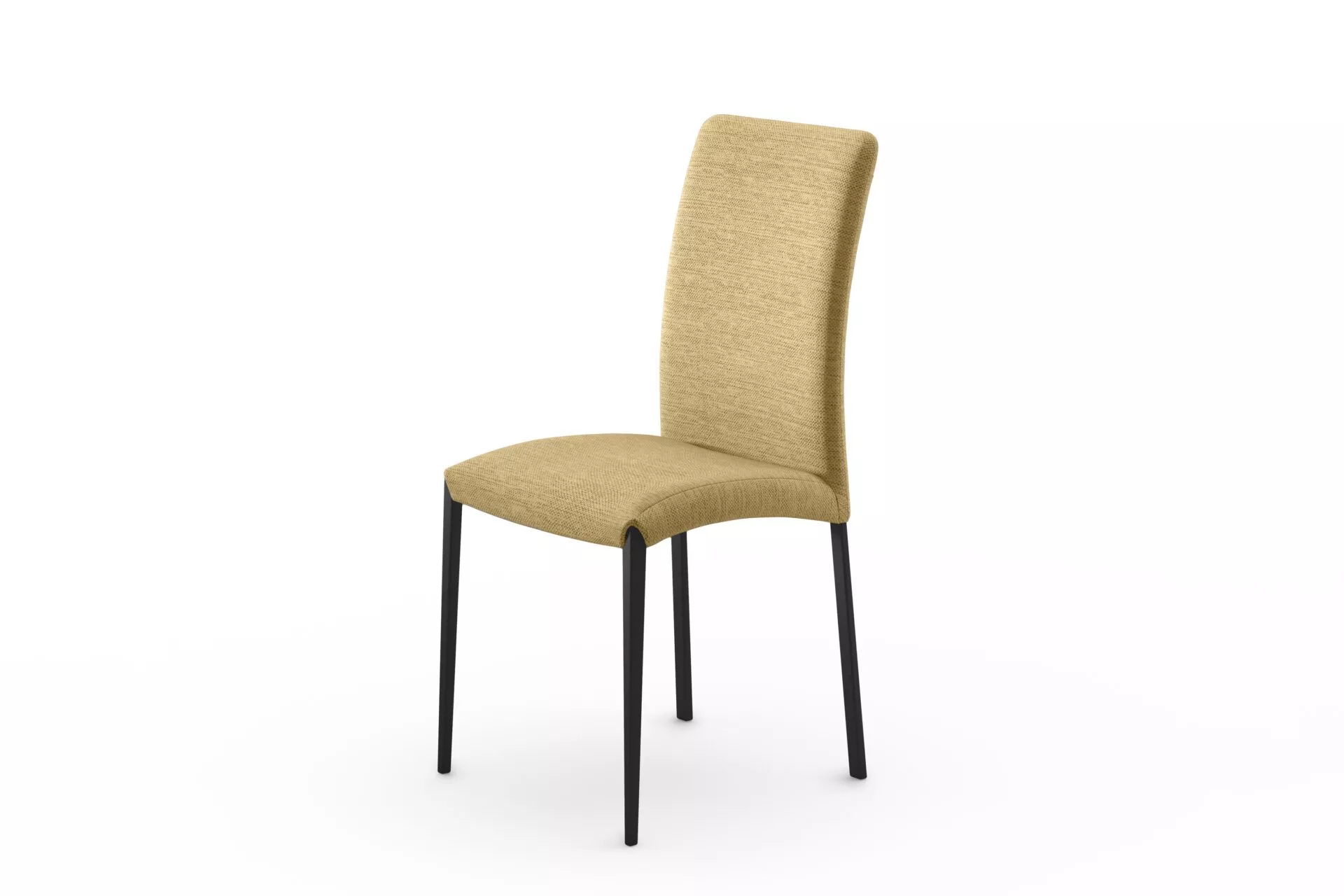 Creta chair by Peressini with smooth, rounded backrest and slim metal legs in matte black.