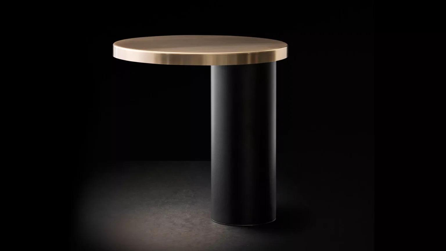 “Cylinda by Oluce modern Italian table lamp – sleek cylindrical metal lamp with minimalist design and polished finish”