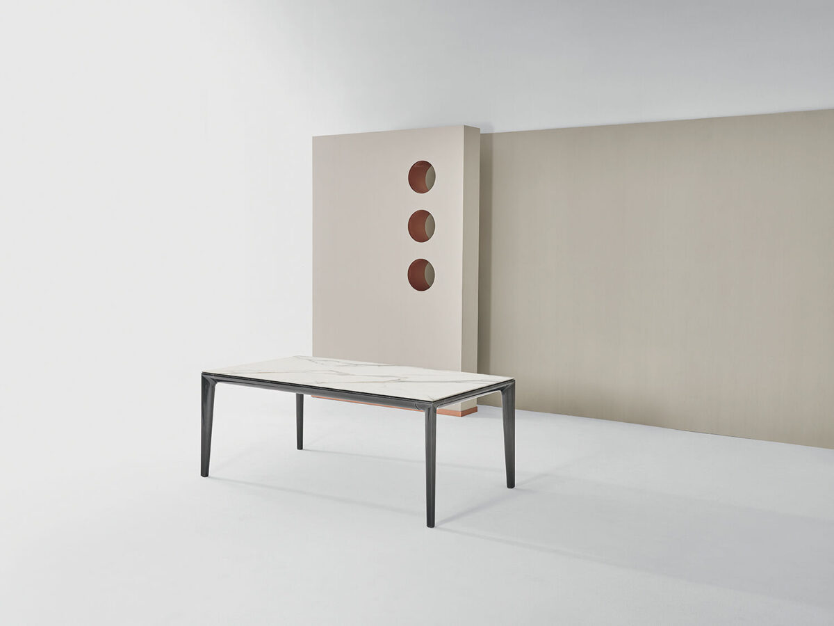 Bontempi Duke chair in tan eco-leather, combining comfort with contemporary flair.