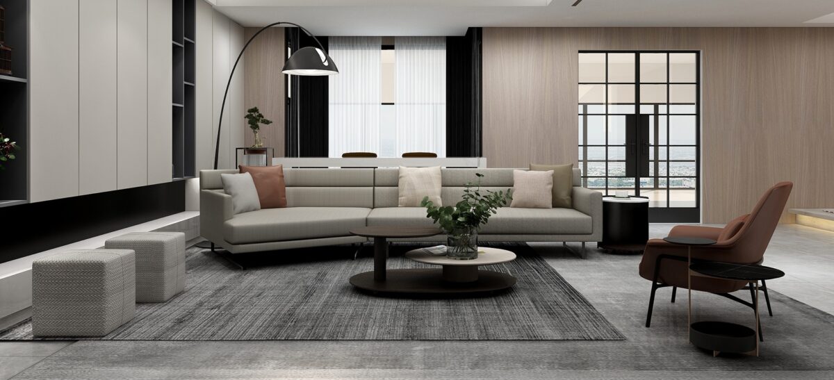 Compact cushioned cube seat by Camerich with modern stitch detailing